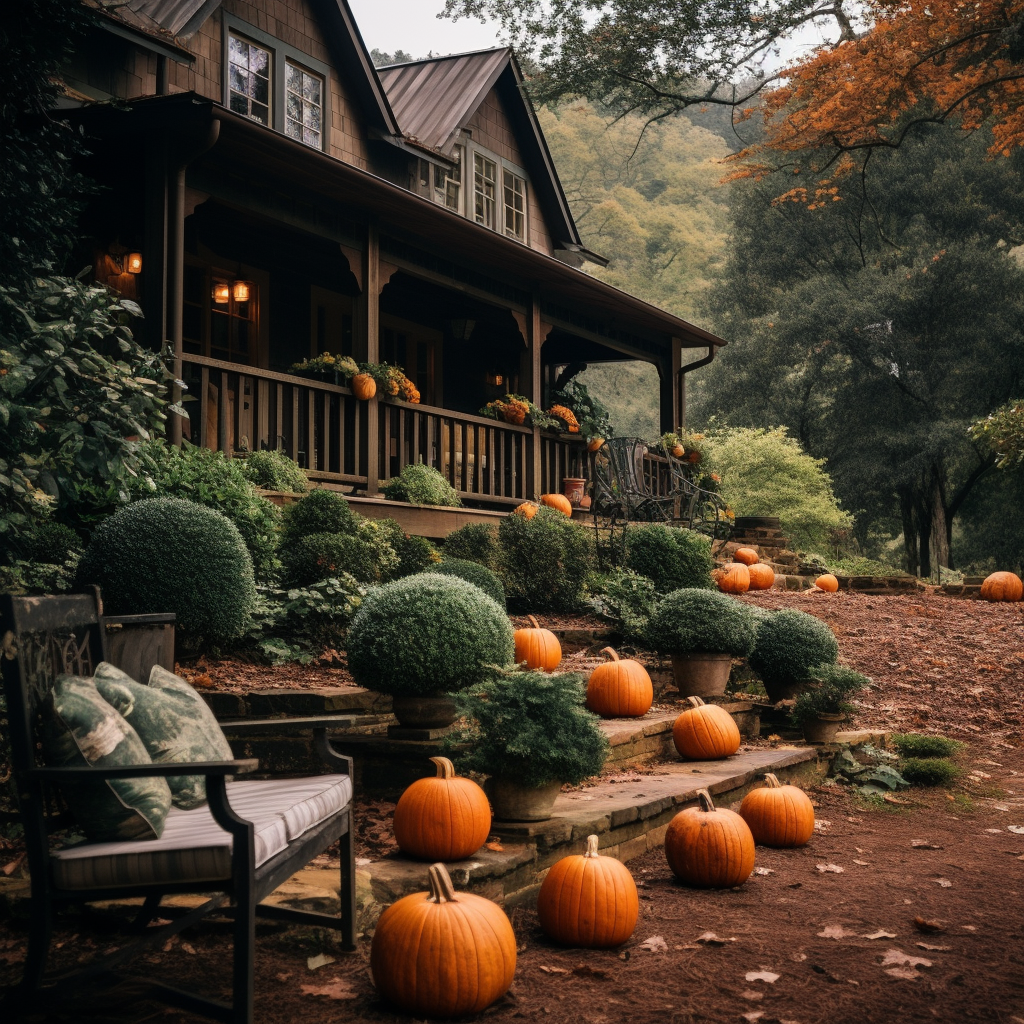 Up-close pumpkins in vintage luxury home