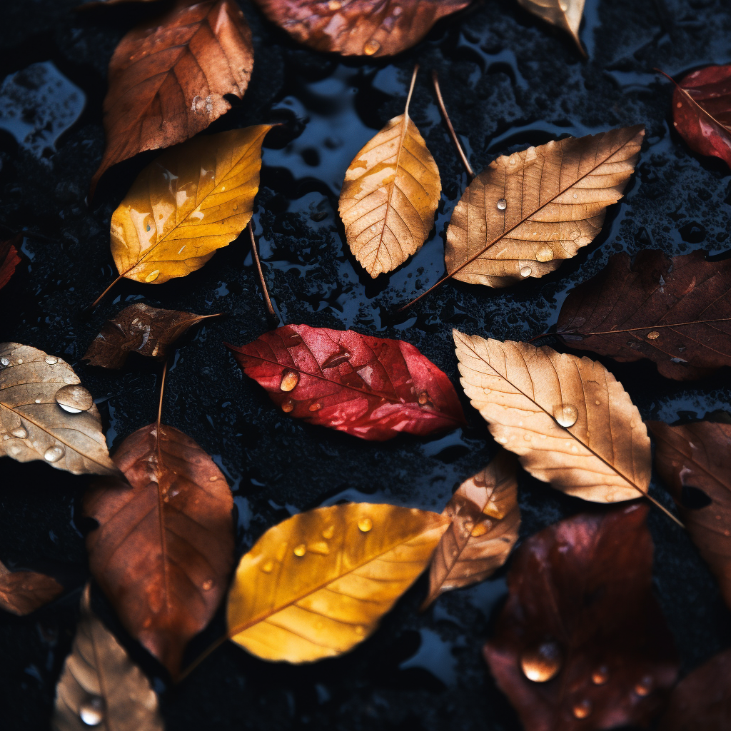 Small autumn colored fallen leaf