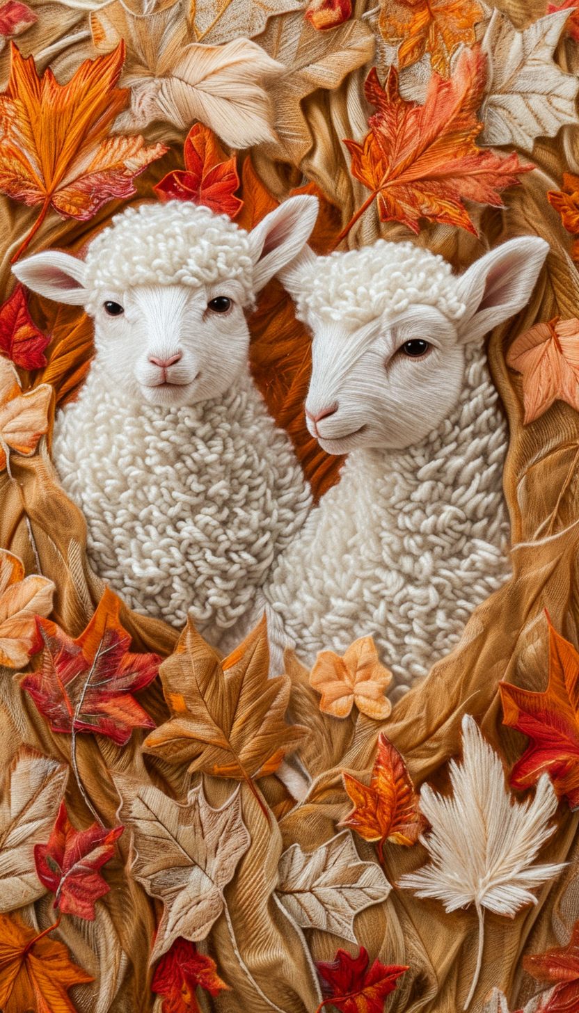 autumn fluff falling leaves lambs