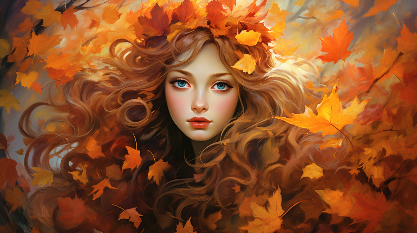 Beautiful autumn girl with vibrant colors