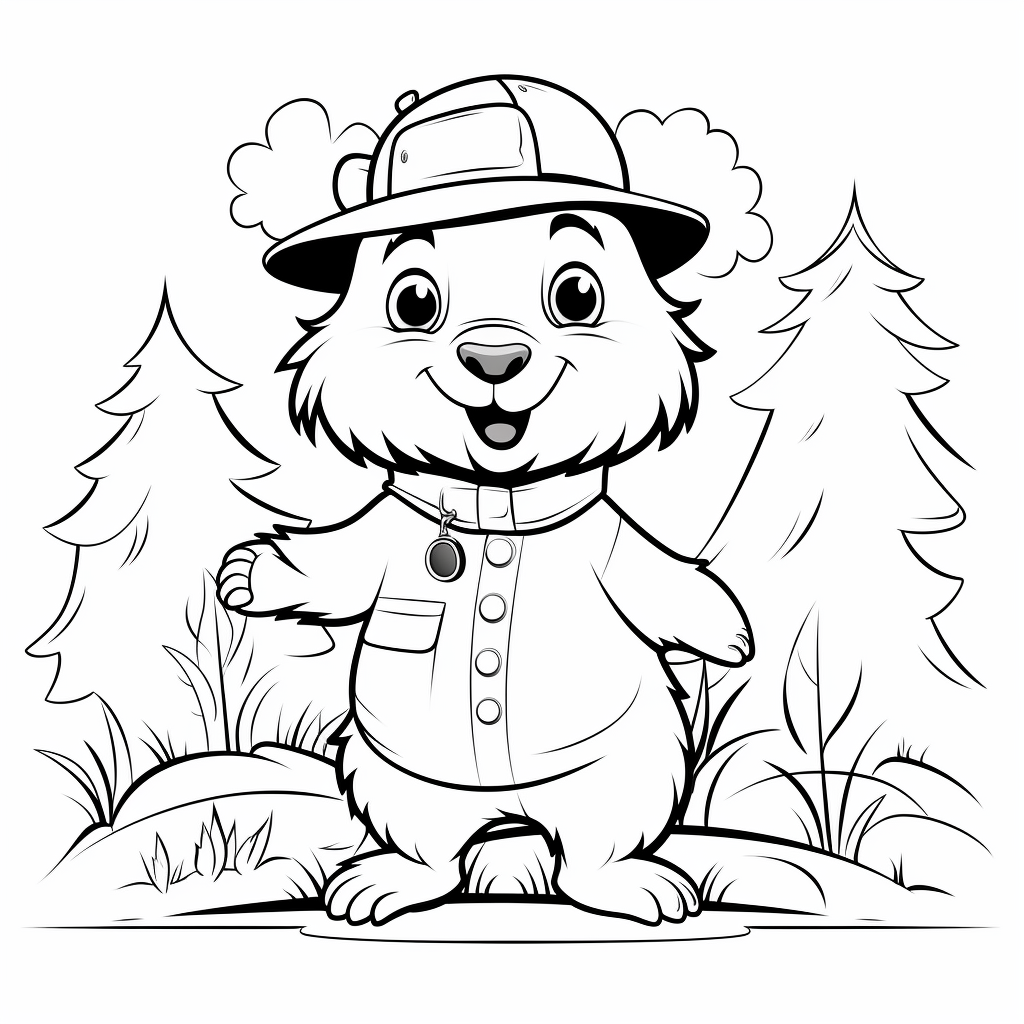 Cute autumn marmot coloring page