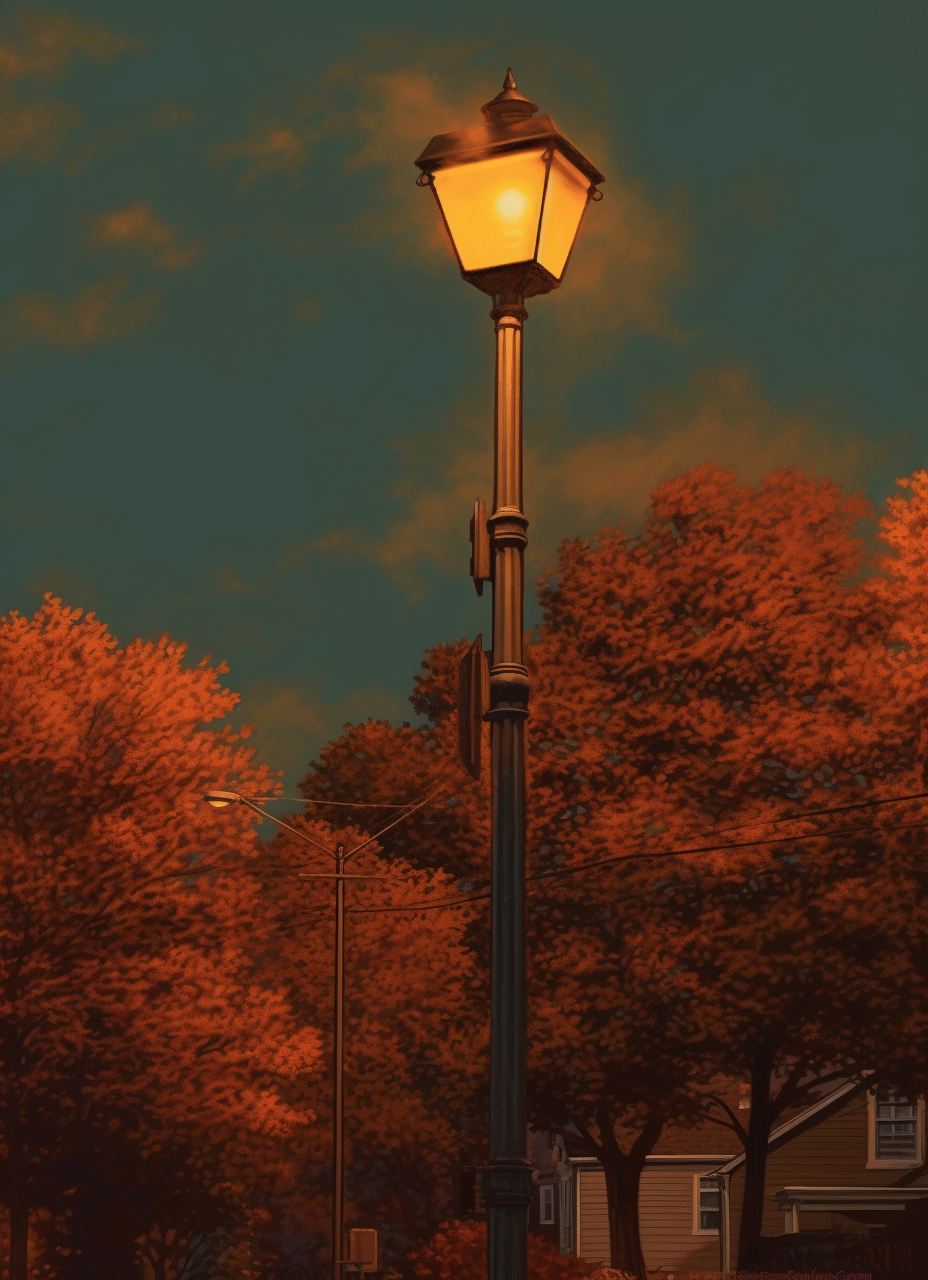 Close-up of 1970s street light