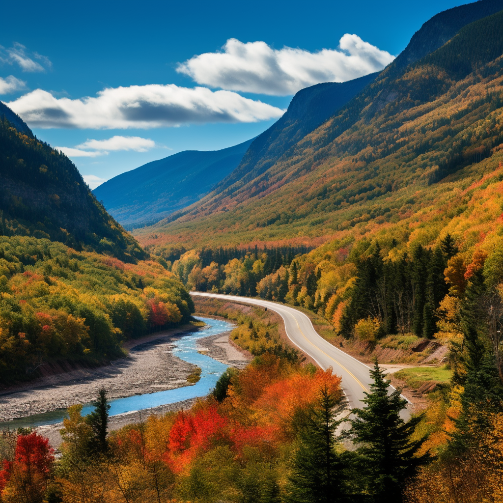 Beautiful autumn scene at Crawford Notch, NH