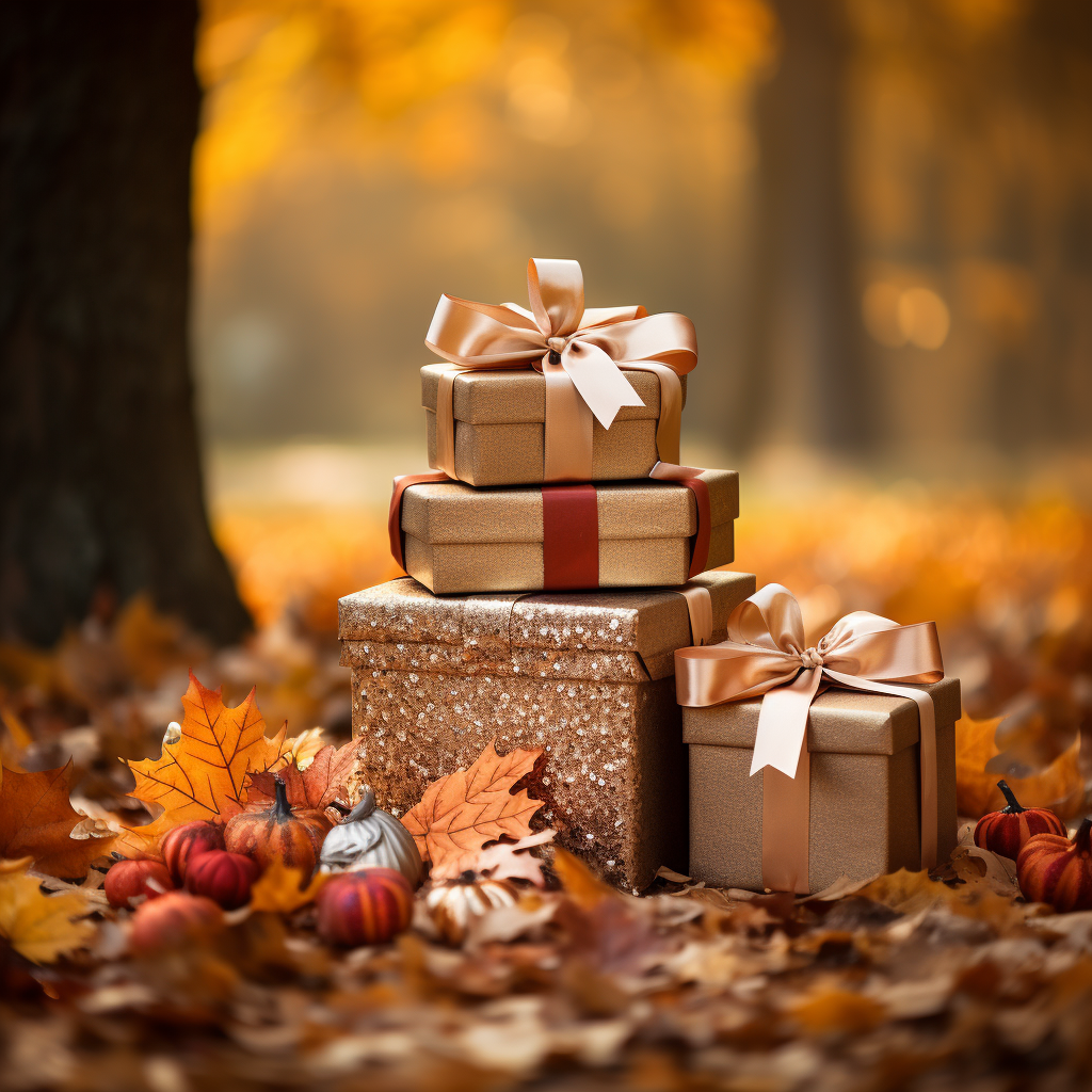 Gifts under autumn leaves