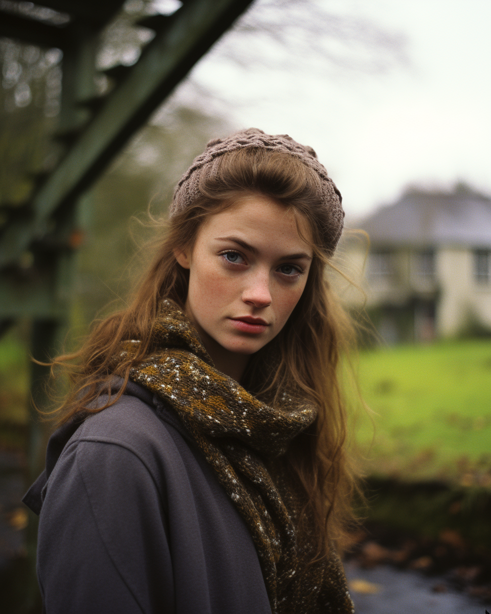 Irish girl enjoying snowy autumn weather