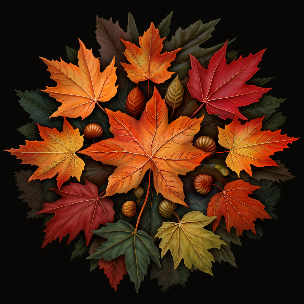 Vivid Autumn Leaves in Circular Design