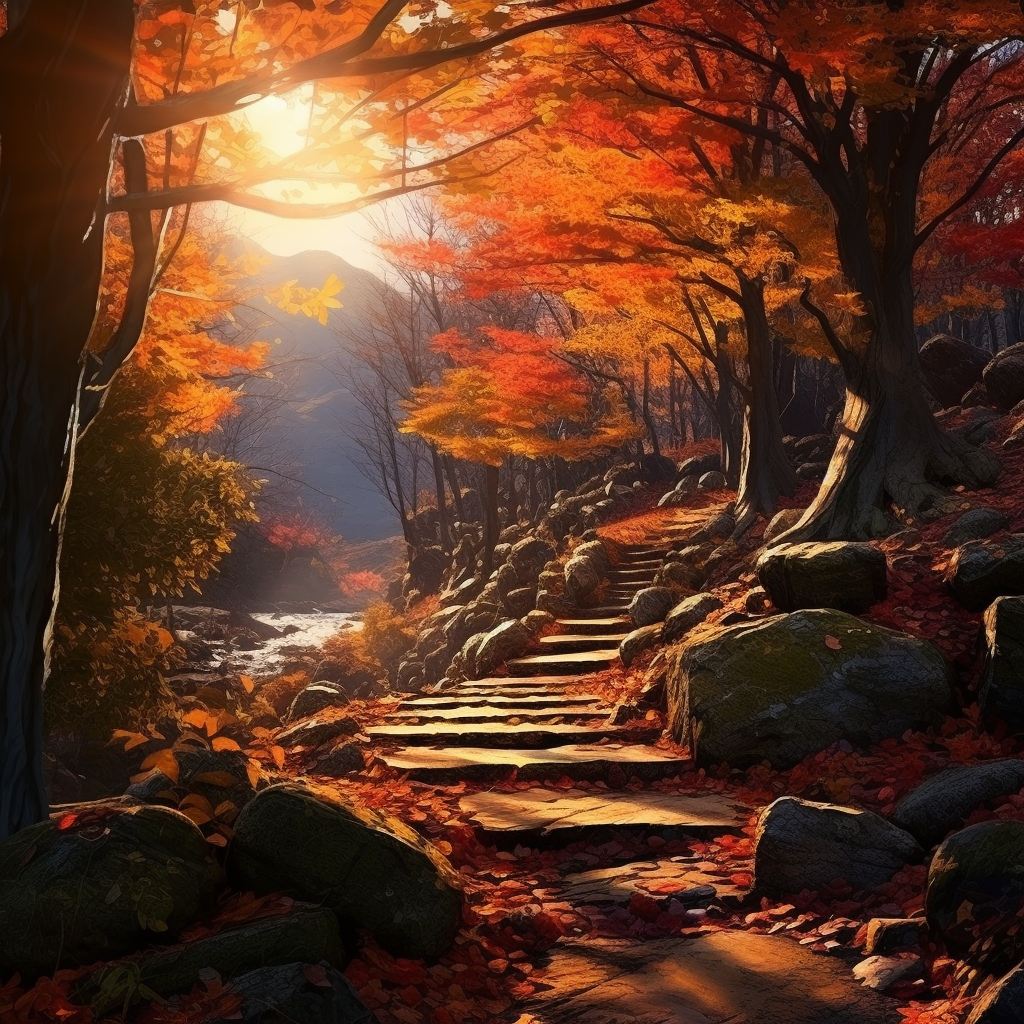 Vibrant autumn leaves on majestic mountains