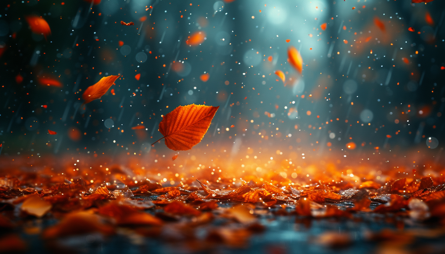 Autumn Leaves Stormy Day Stock Template