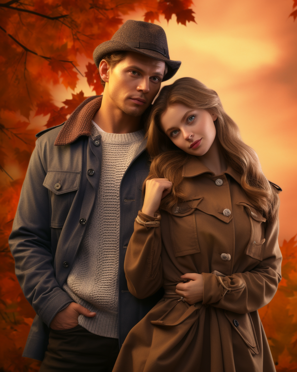 Fashionable couple in autumn attire