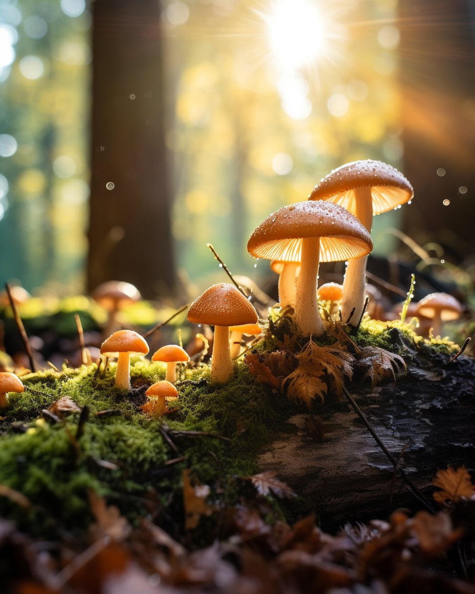 Vibrant autumn mushrooms in the forest