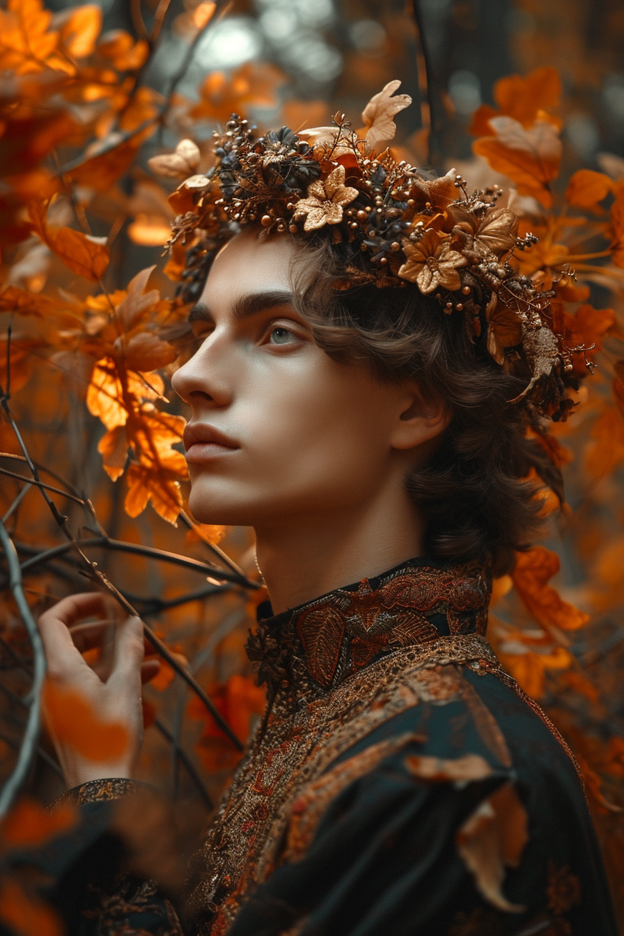 Cinematic image of young Russian man in fae fantasy