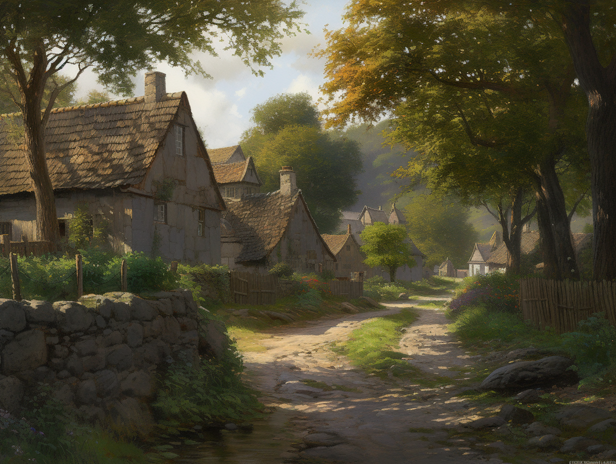 Serene Autumnal Rural Village