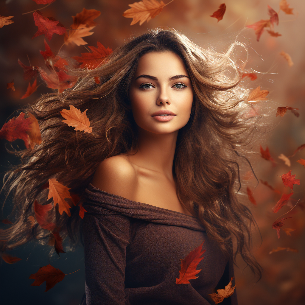 Attractive woman model symbolizing autumn season