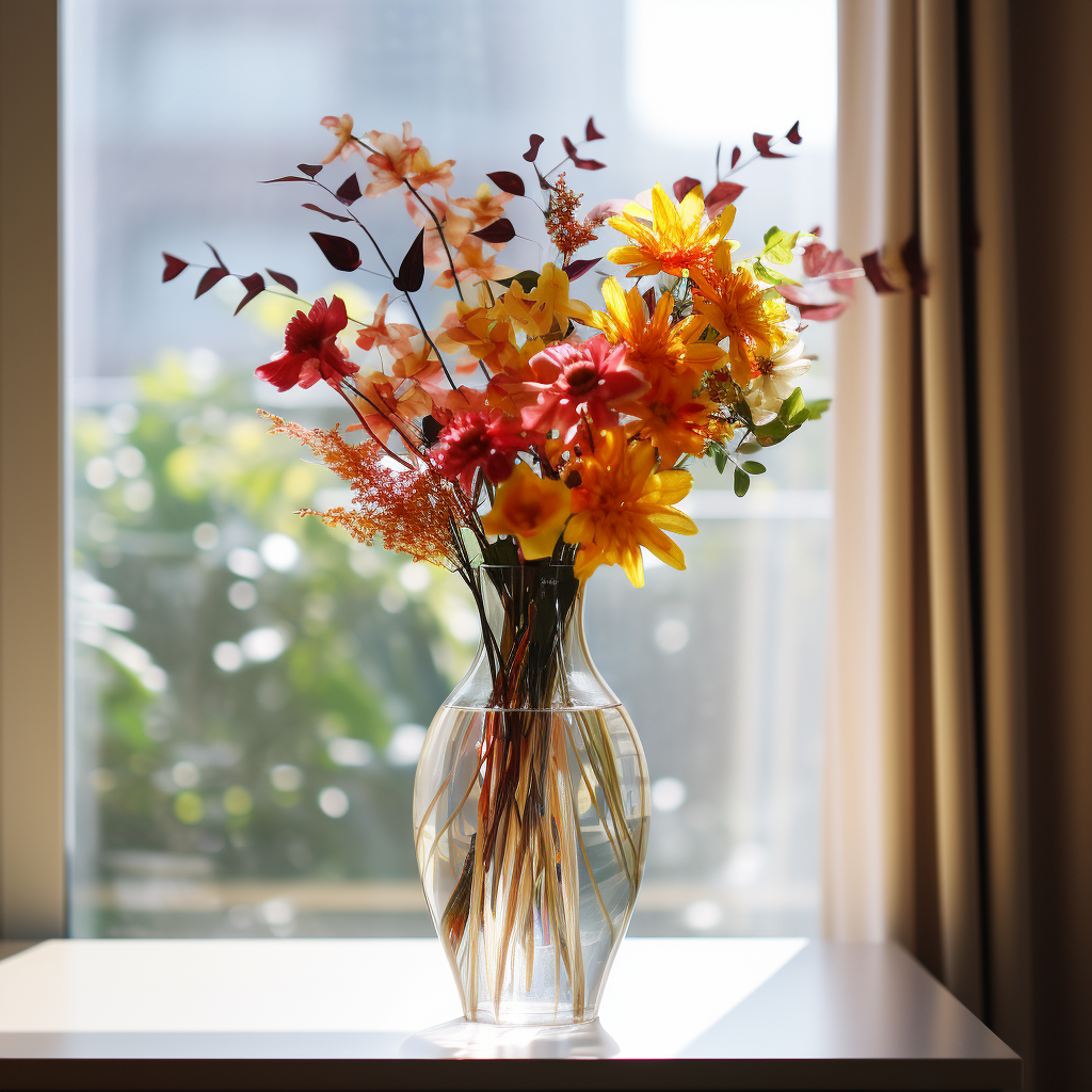 Autumn-inspired modern apartment vase with translucent flowers