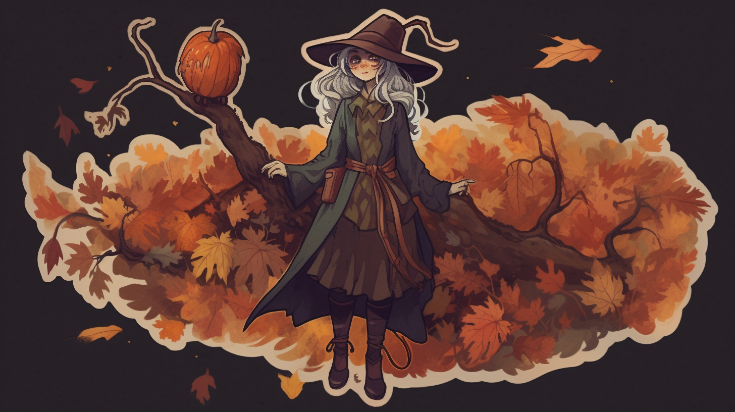 Autumn witch full body sticker