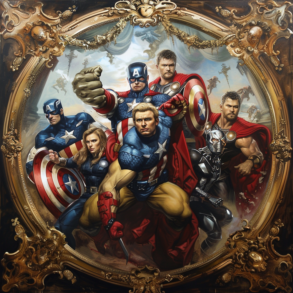 Avengers in Baroque Style Painting