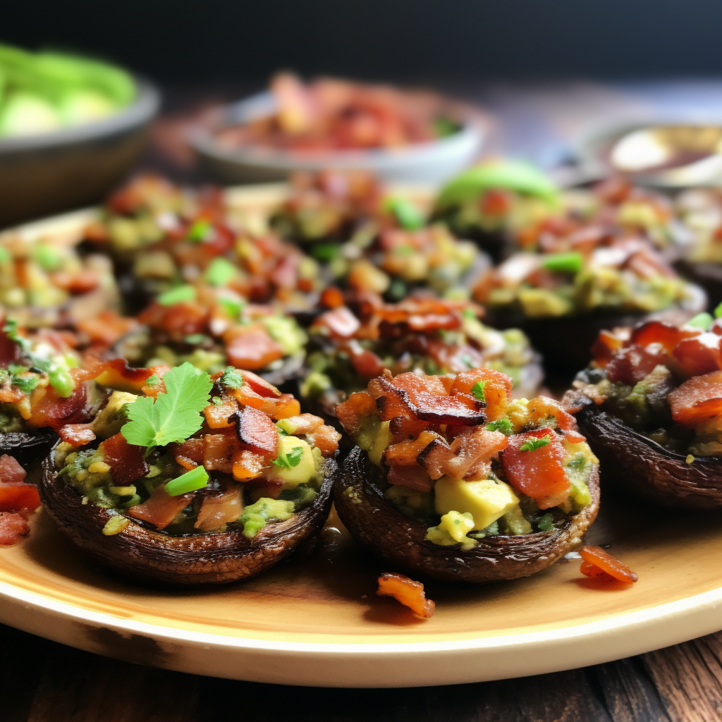 Savory avocado and bacon stuffed mushrooms