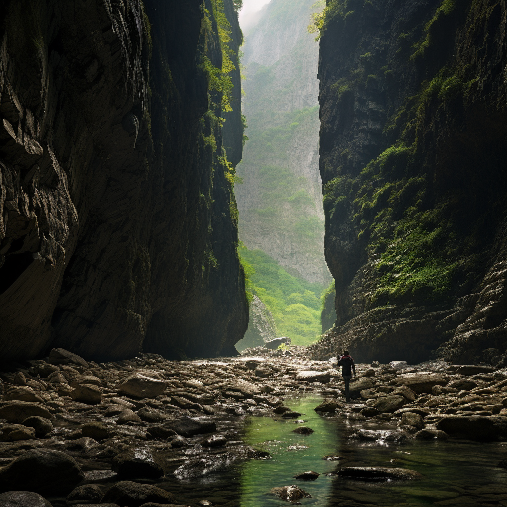 Person being watched in stunning gorge