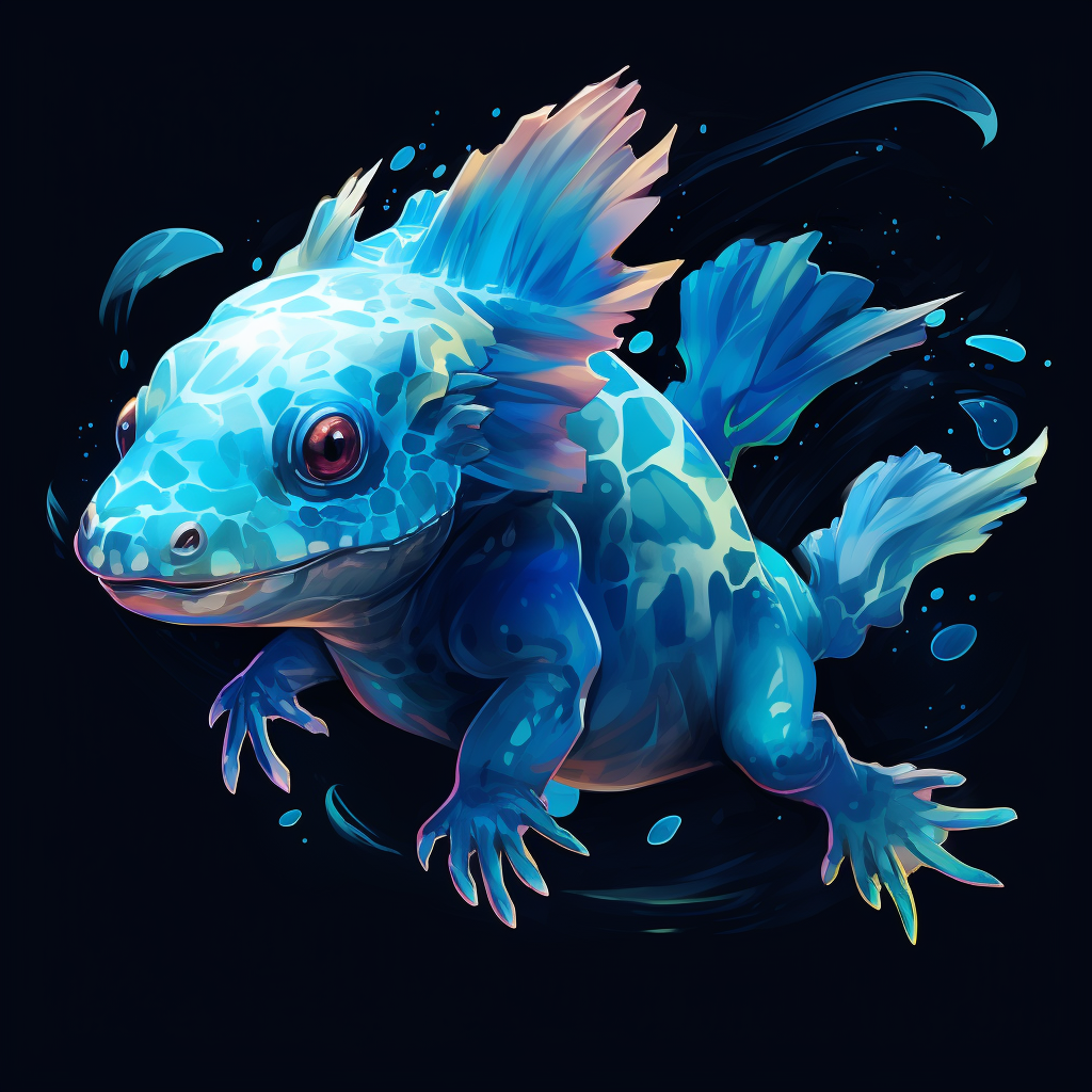 Arty graphic of a blue axolotl