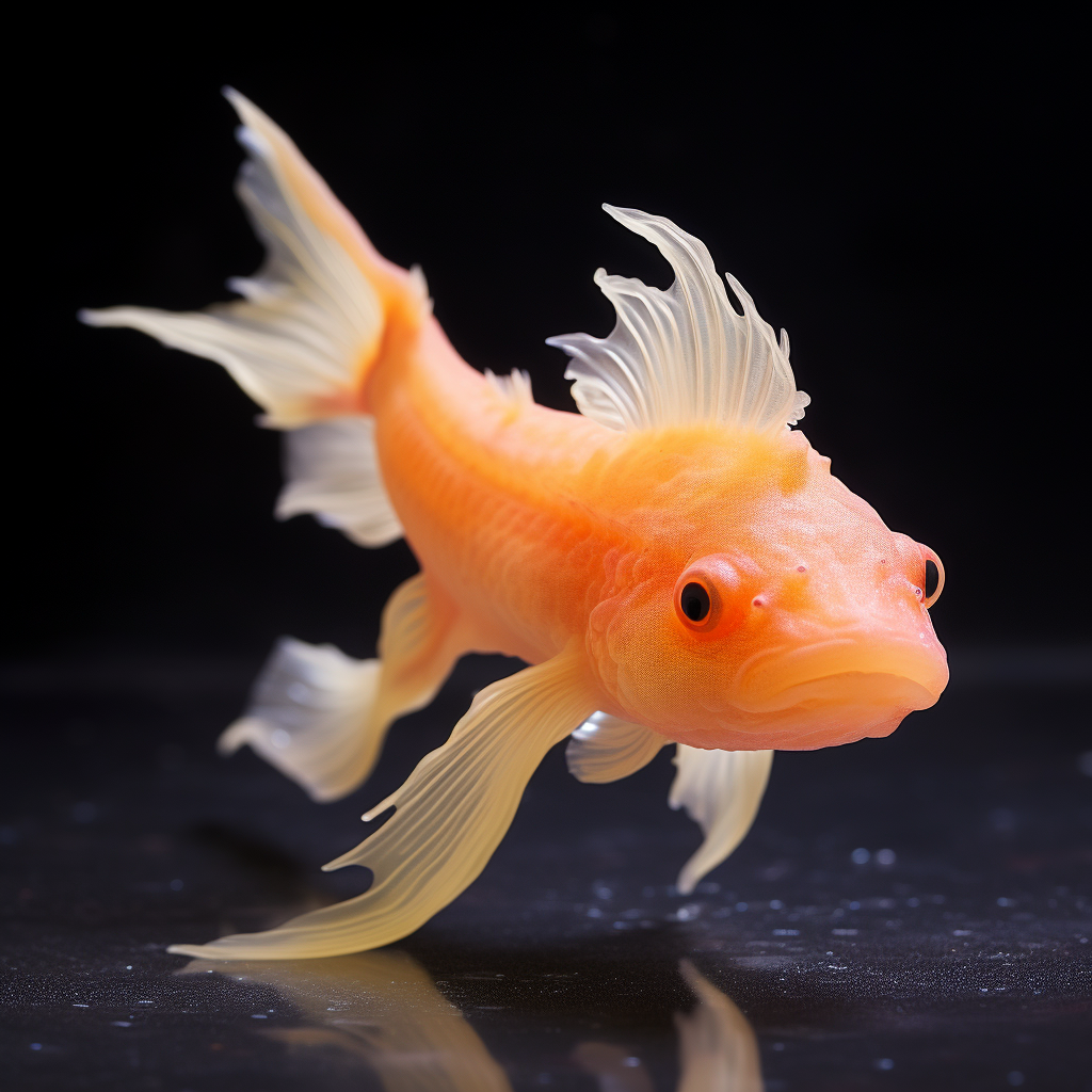 Beautiful Axolotl Goldfish Hybrid in Profile