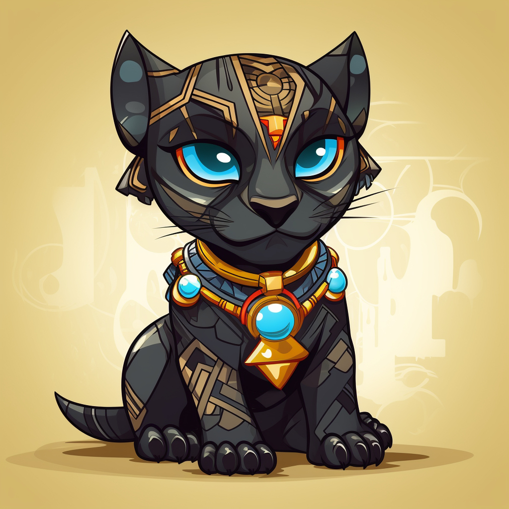 Aztec black panther cartoon artwork