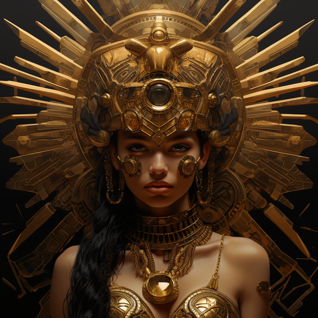 Aztec club girl in gold