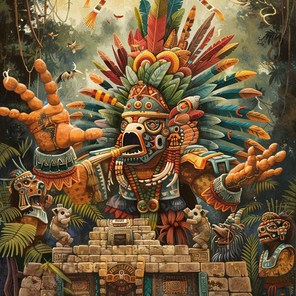 Aztec sacrificial ritual illustration