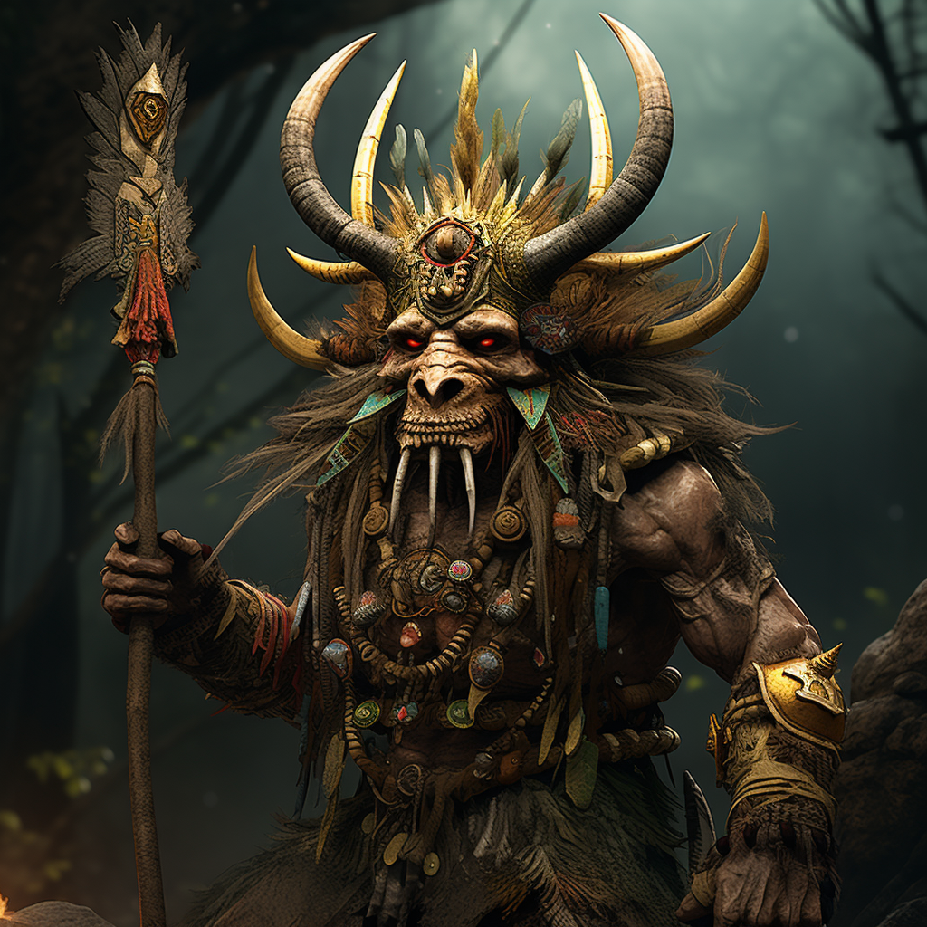 Aztec Troll Shaman with Large Tusks