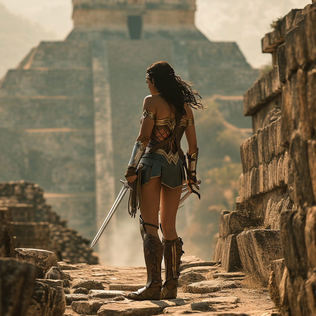 Empowering Aztec Wonder Woman at Pyramid