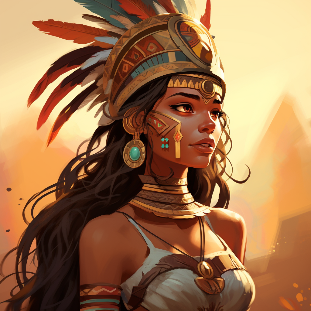 Illustration of a stunning Aztec girl