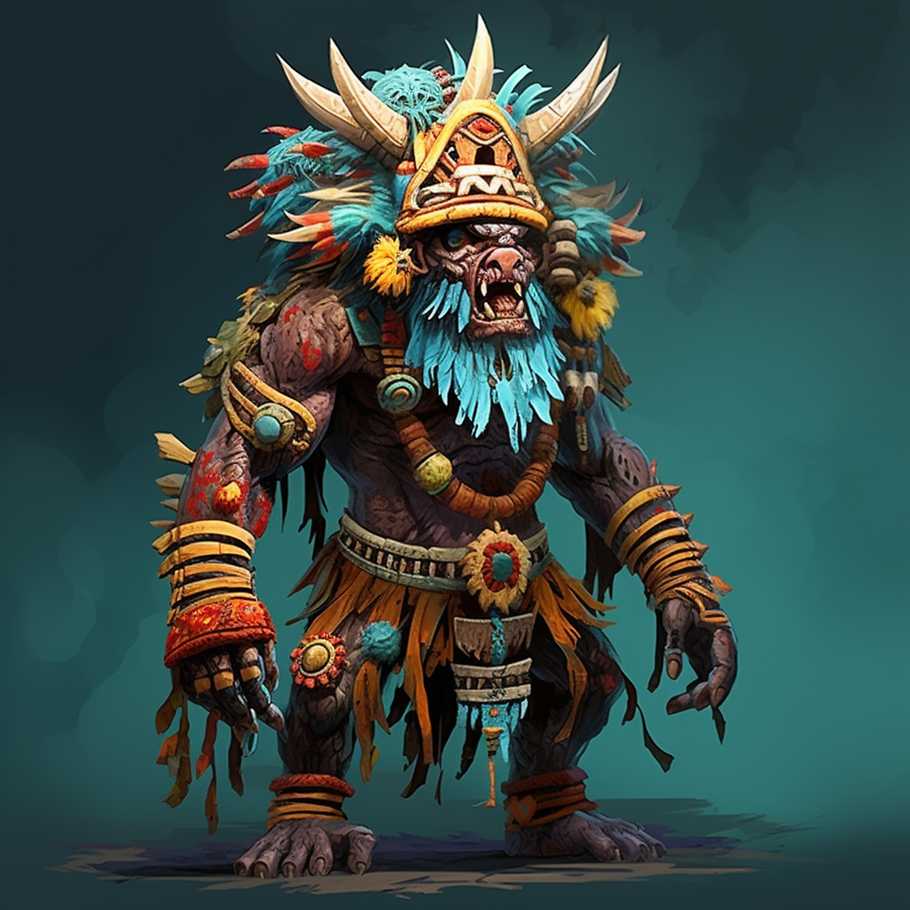 Aztec troll shaman with tusks