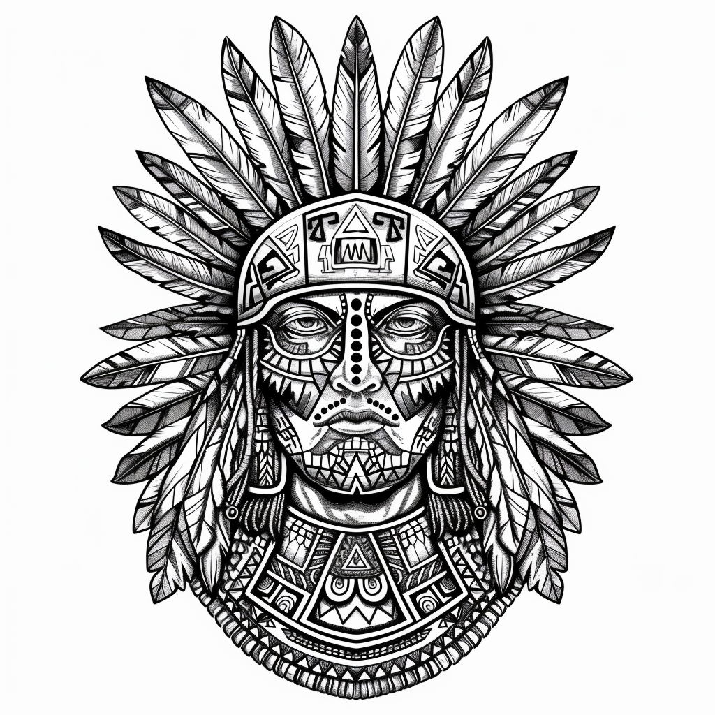 Aztec Warrior Headdress Facepaint Image