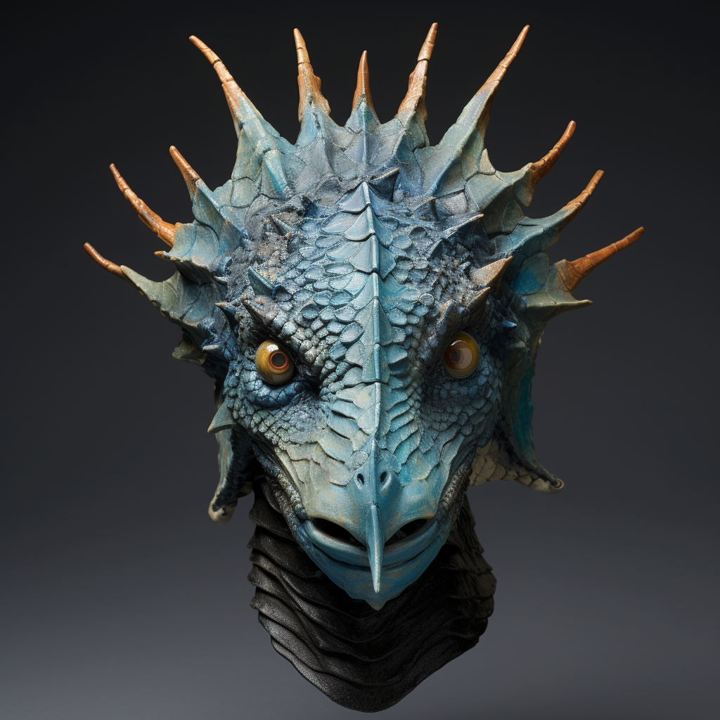 Half mask of azure scales and horn