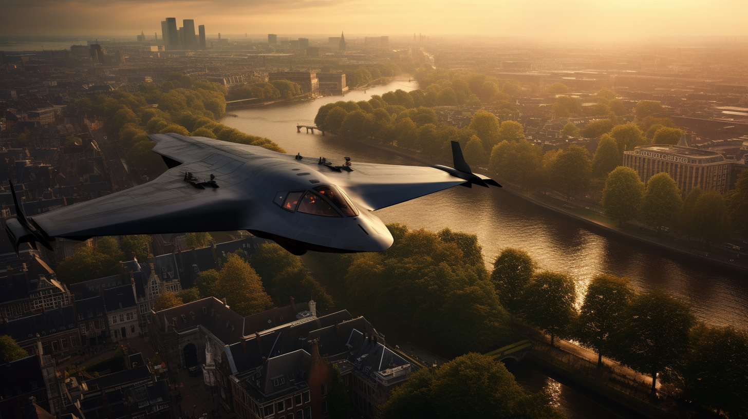 B-2 Spirit flying over Amsterdam