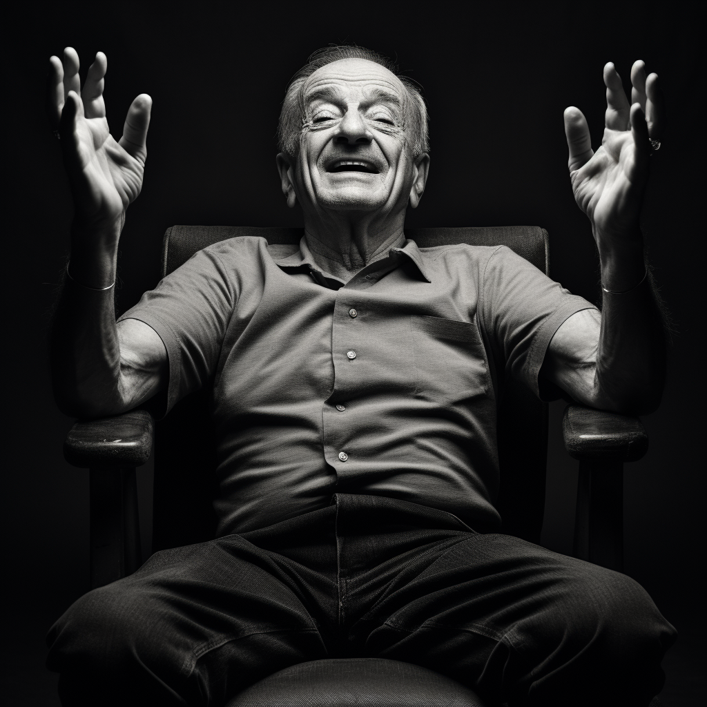 Smiling elderly man in chair