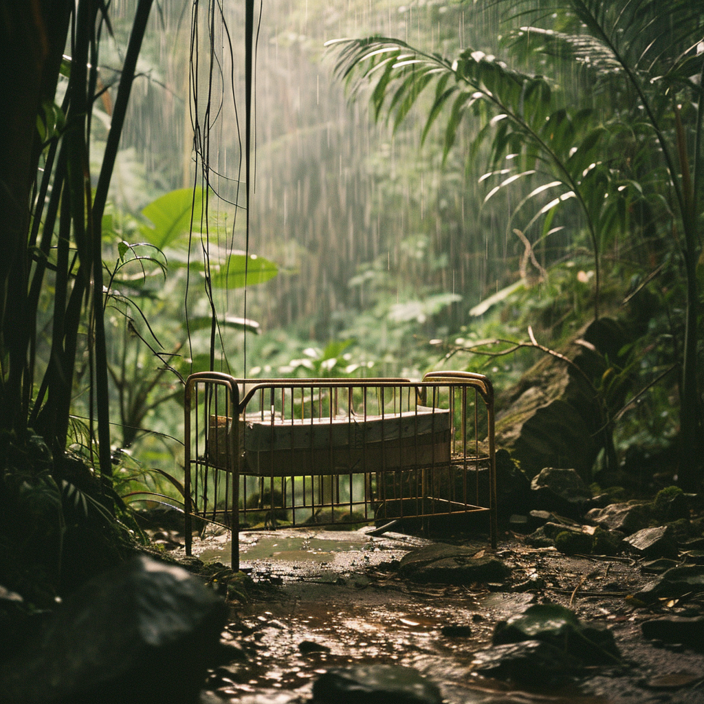 Cute Babies Crib in Rainforest