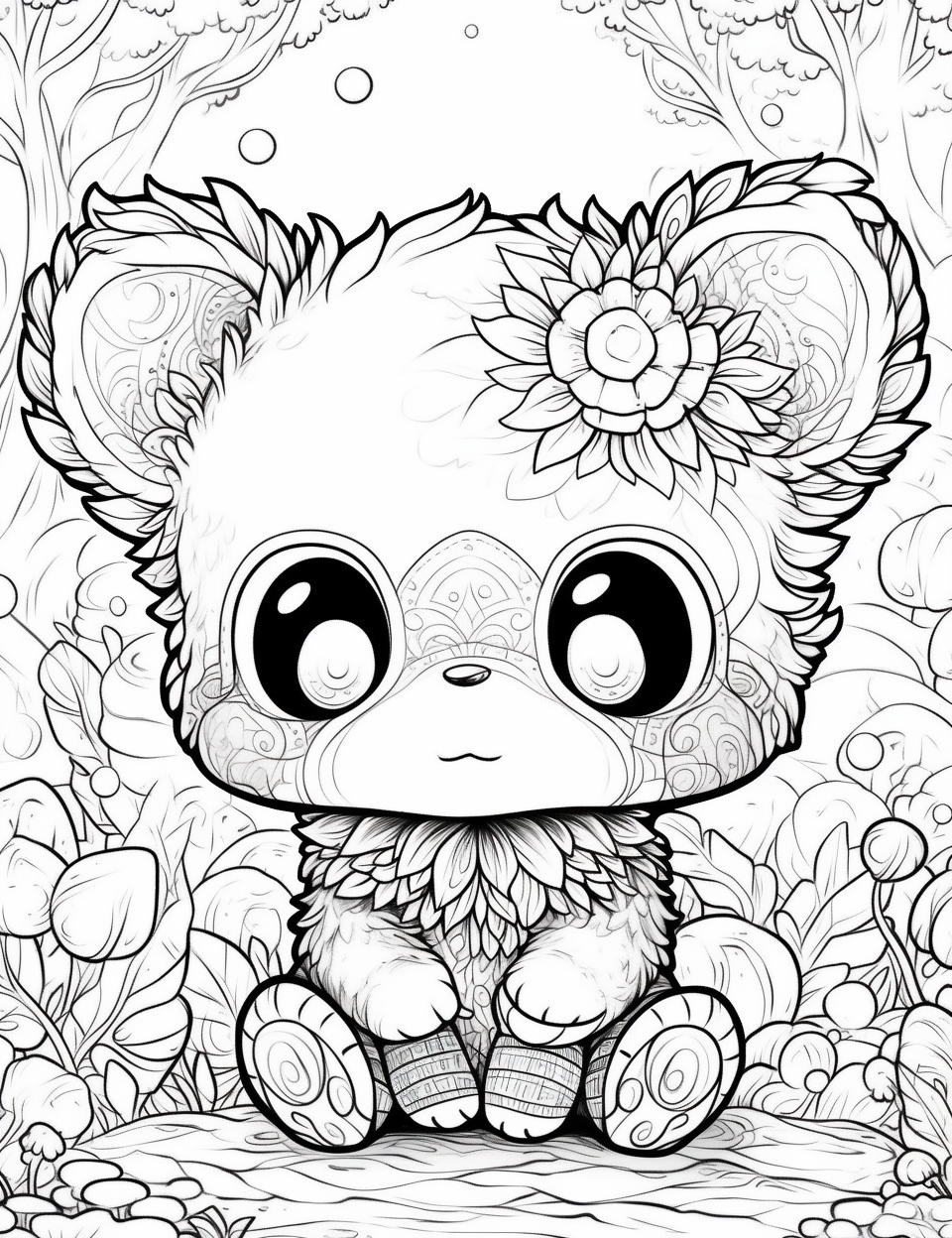 Chibi Baby Bear Coloring Page