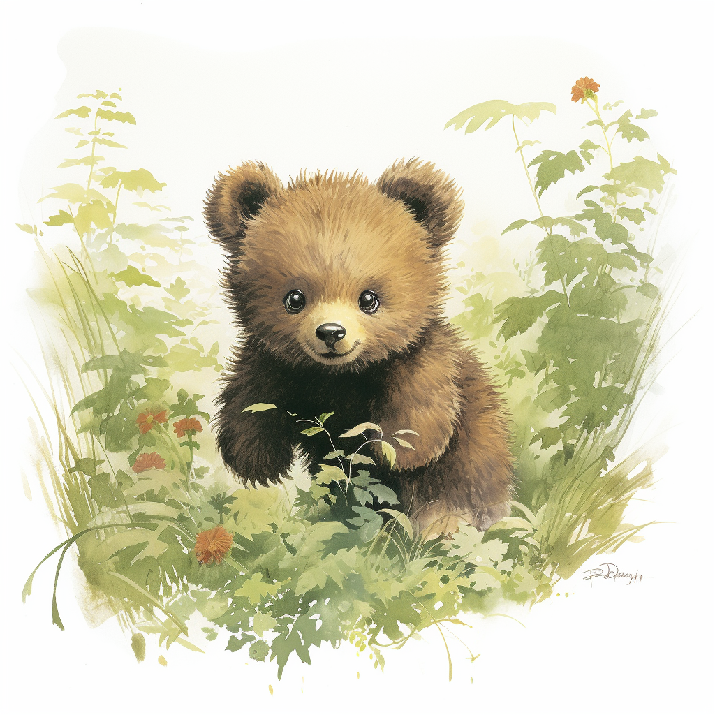 Adorable baby bear cub illustration