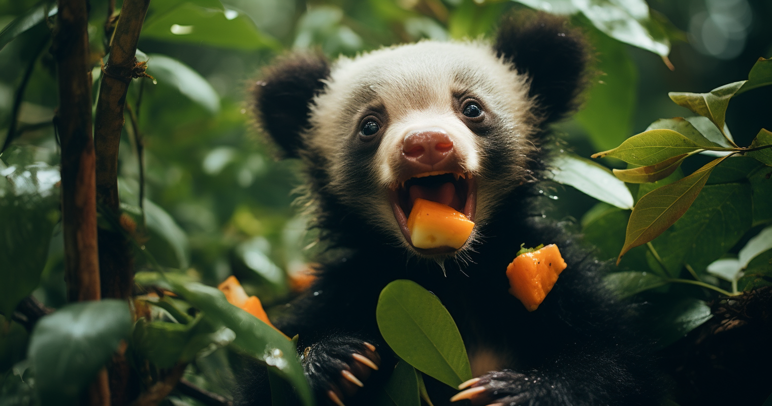 Baby bear enjoying Munchkins in Kauai jungle