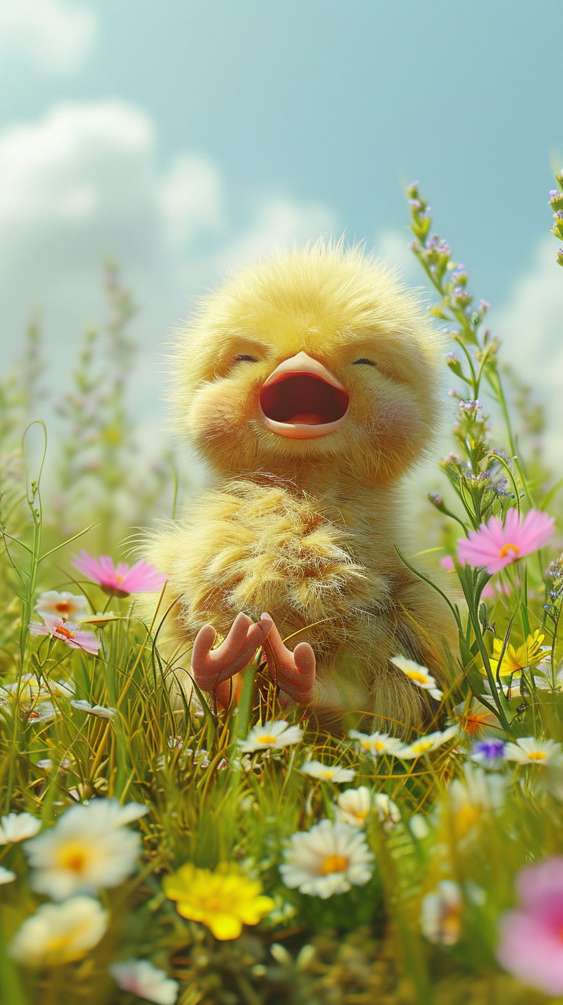 Baby Chick in Beautiful Meadow