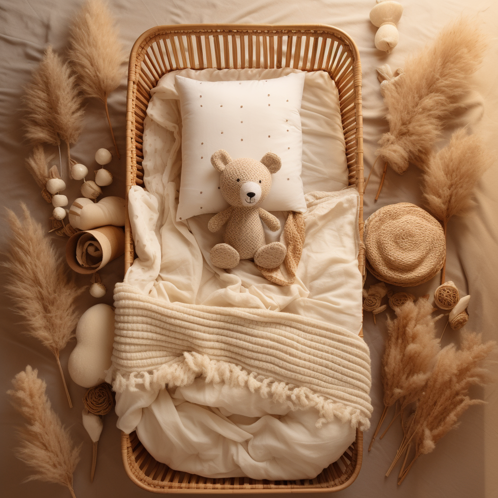 Neutral and warm baby crib image