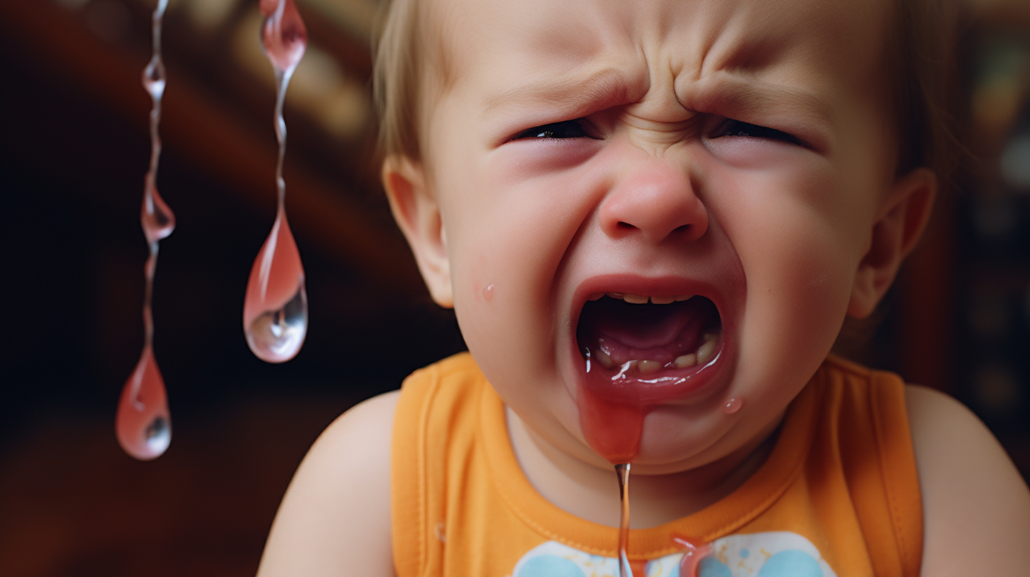 Baby crying over lost candy