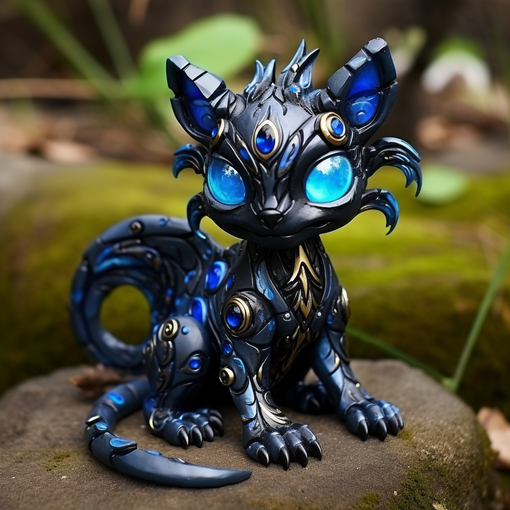 Cute baby displacer beast with blue eyes