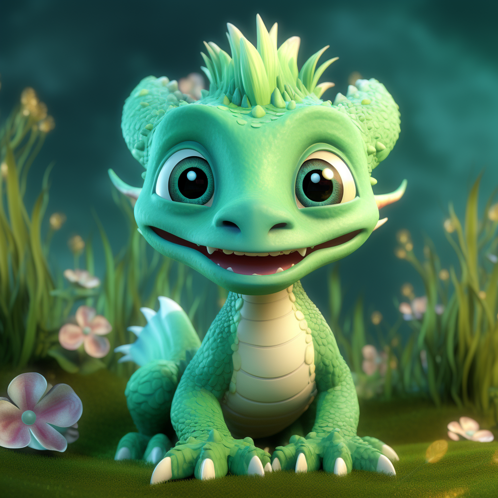 Adorable baby dragon in pastel colors