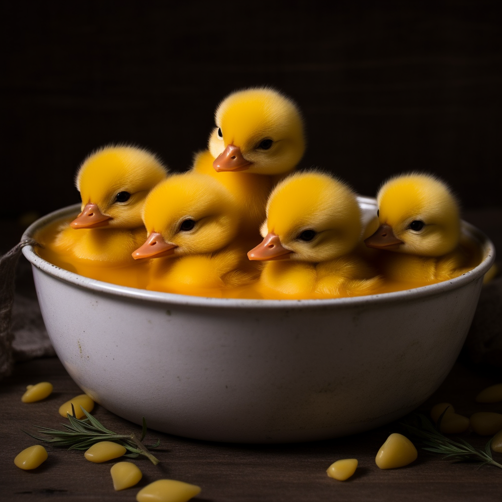 Baby ducks in soup