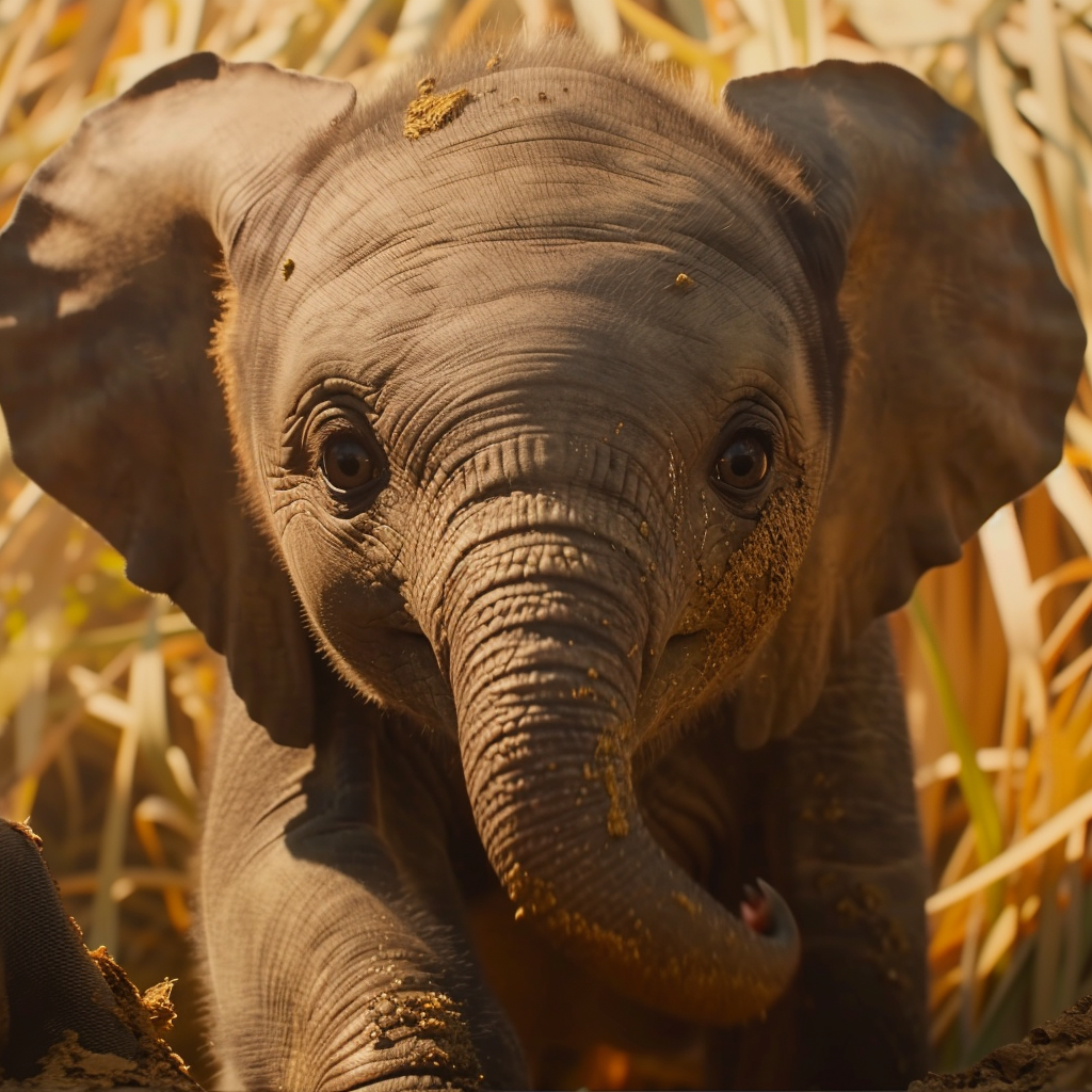 Baby Elephant in Cinematic Closeup