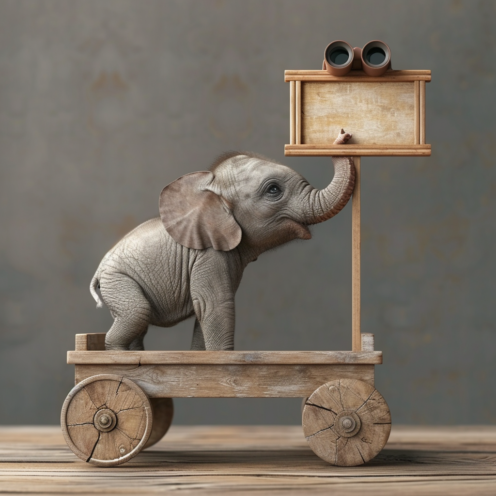 Baby Elephant Wooden Trolly Sign