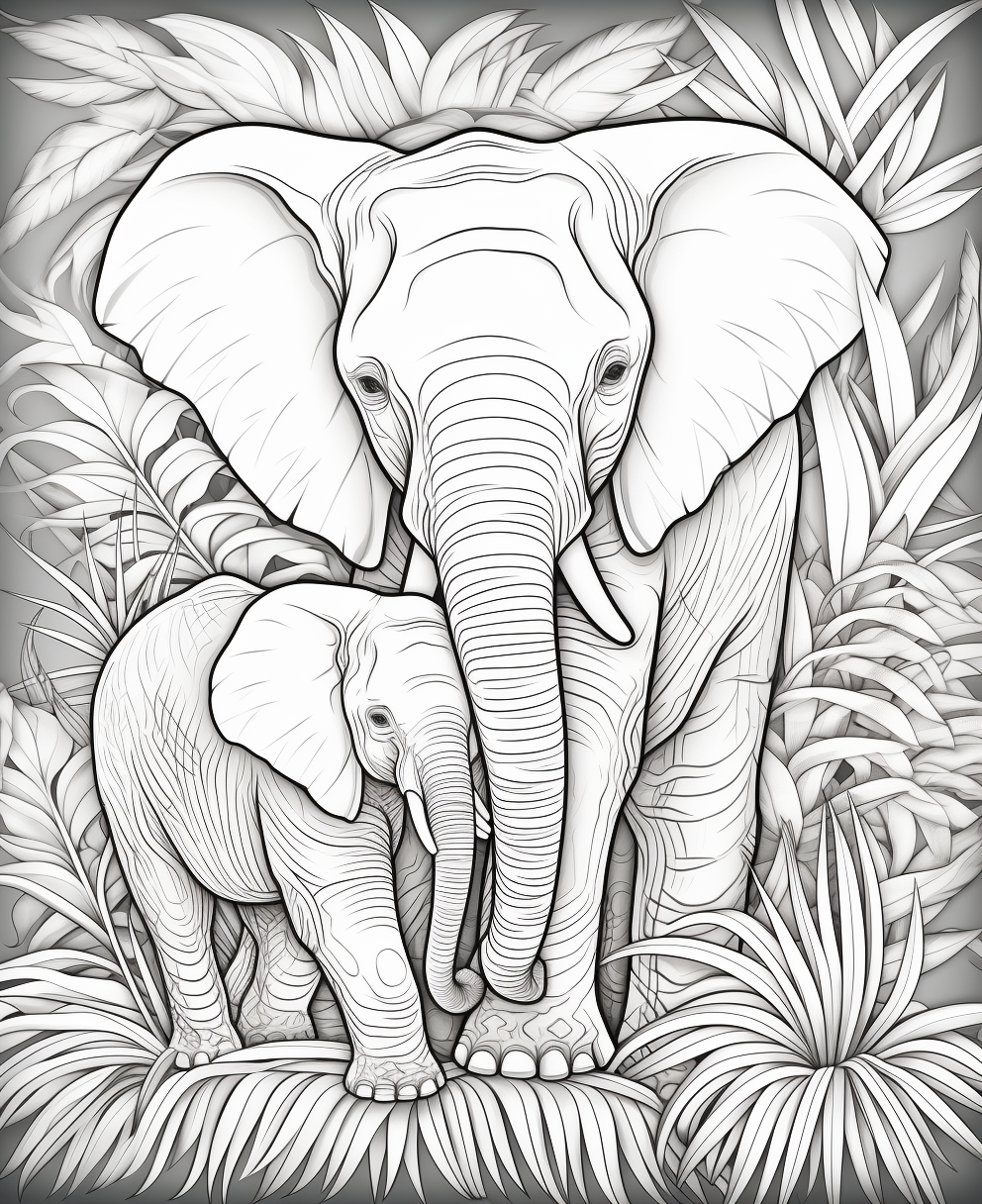 Baby elephants patterns adult coloring book