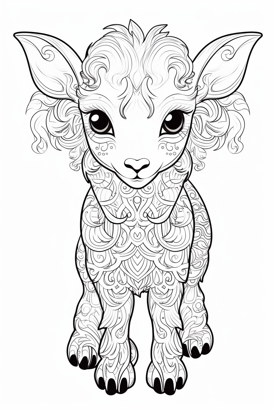 Baby Goat Mandala Coloring Page