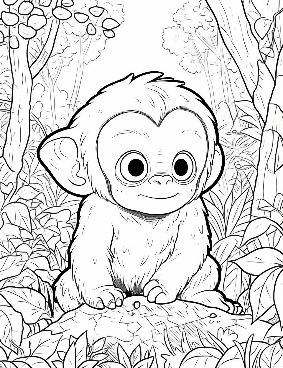 Cute baby gorilla in chibi style